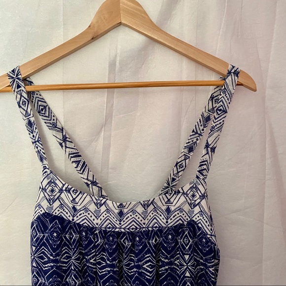 Navy blue & white cross back summer dress size xl - Picture 2 of 8